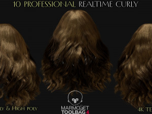 10 Professional Realtime Curly Hair Modelo 3D