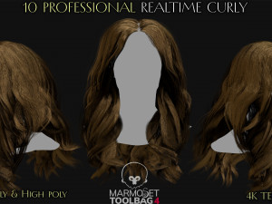 10 Professional Realtime Curly Hair Modelo 3D