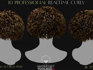 10 Professional Realtime Curly Hair Modelo 3D