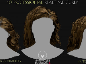 10 Professional Realtime Curly Hair Modelo 3D