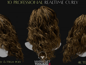 10 Professional Realtime Curly Hair Modelo 3D