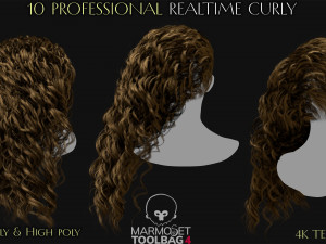 10 Professional Realtime Curly Hair Modelo 3D
