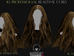 10 Professional Realtime Curly Hair Modelo 3D