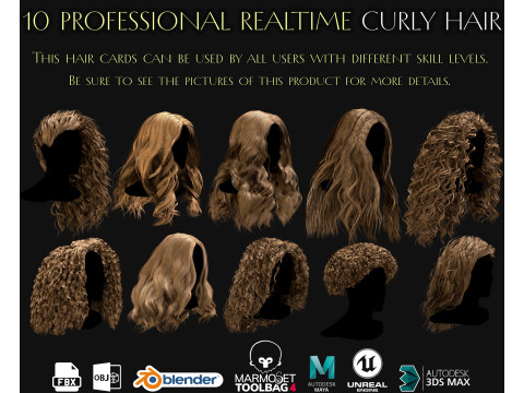 10 Professional Realtime Curly Hair 3D Model
