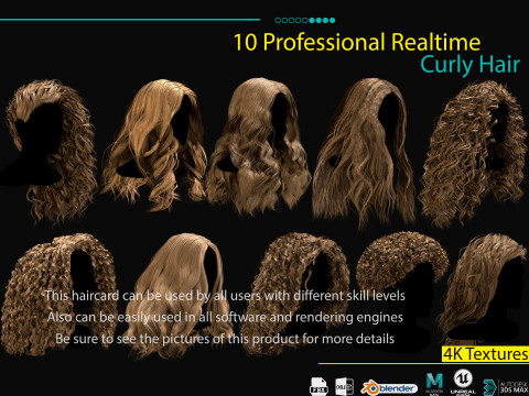 10 Professional Realtime Curly Hair 3D Modell