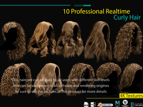 10 Professional Realtime Curly Hair 3D Model