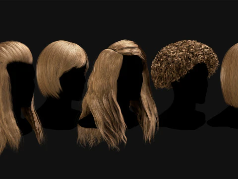 30 Professional Realtime Haircard 3D Model