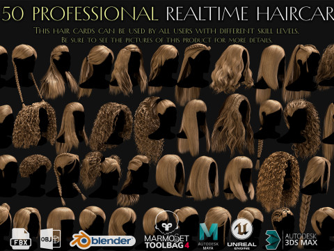 50 Professional Realtime Haircard Modelo 3D