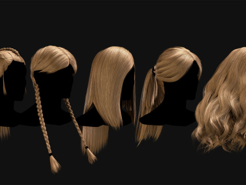 50张专业实时发卡 3D 模型