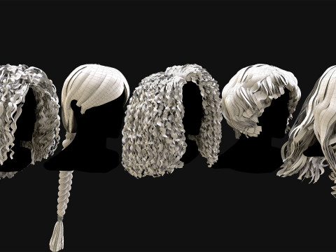 50张专业实时发卡 3D 模型