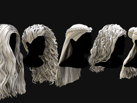 50张专业实时发卡 3D 模型