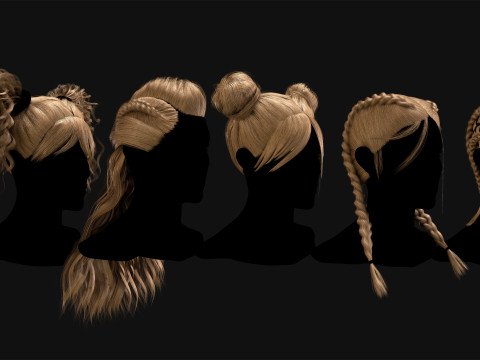 50张专业实时发卡 3D 模型