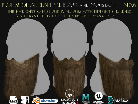 Realtime Beard and Moustache No 6 3D Модель