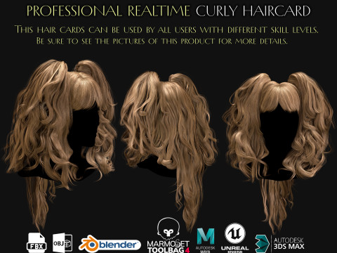 Professional Realtime Curly Haircard Modelo 3D