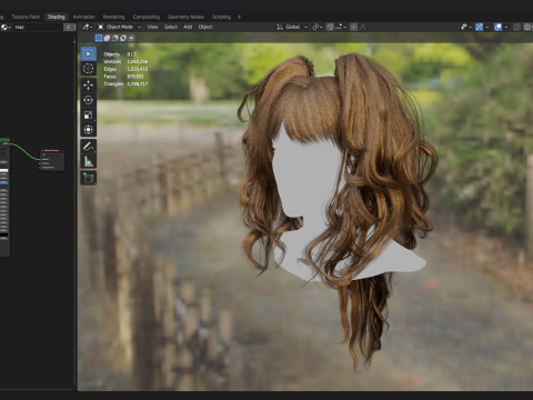 Professional Realtime Curly Haircard 3D Model