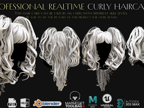 Professional Realtime Curly Haircard 3D Model