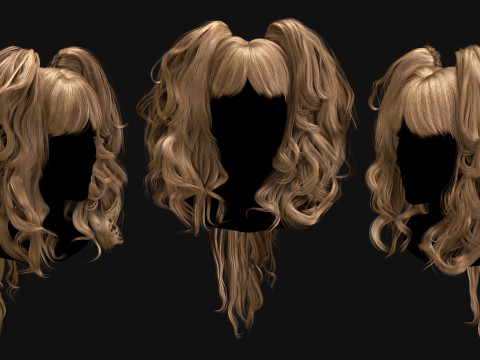 Professional Realtime Curly Haircard 3D Model