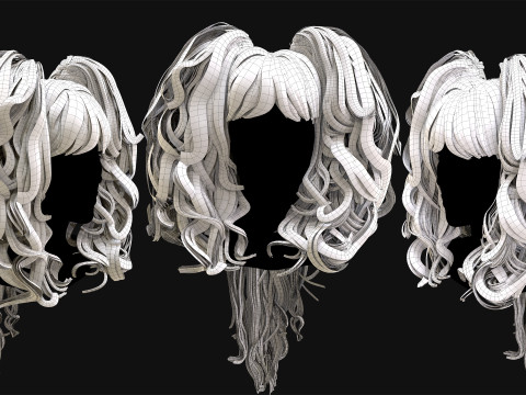 Professional Realtime Curly Haircard 3D Model
