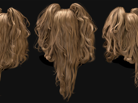 Professional Realtime Curly Haircard 3D Model