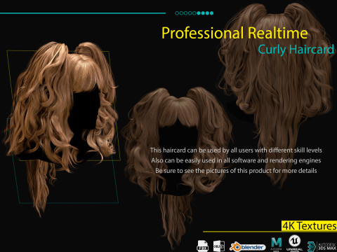 Professional Realtime Curly Haircard 3D Модель