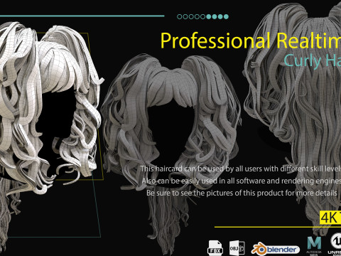 Professional Realtime Curly Haircard 3D 模型
