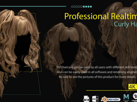Professional Realtime Curly Haircard 3D 模型