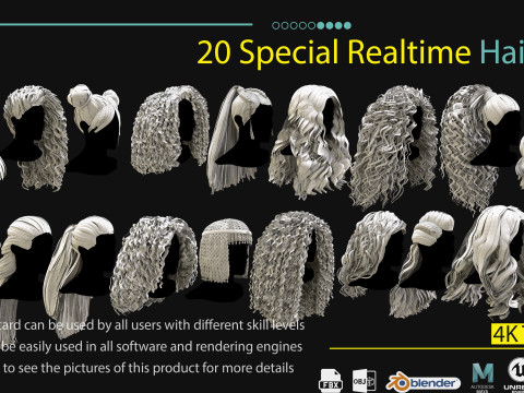 20 Special Realtime Haircard 3D 모델