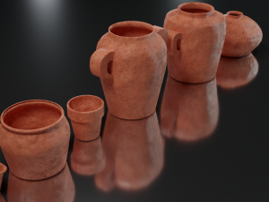 Old Variety of six Clay Pots 3D 模型