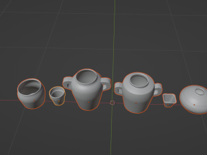 Old Variety of six Clay Pots 3D 模型