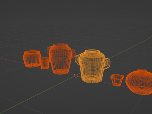 Old Variety of six Clay Pots 3D 模型