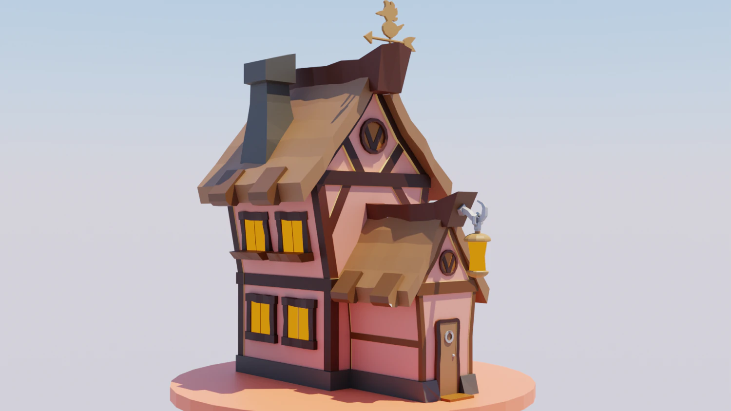 Casa de fantas&iacute;a estilizada lista para el juego Low-Poly Modelo 3D .c4d .max .obj .3ds .fbx .stl .blend 