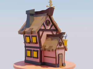 Stylized Fantasy House Low-Poly Game Ready 3D Model