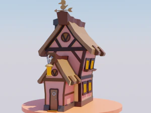 Casa de fantas&iacute;a estilizada lista para el juego Low-Poly Modelo 3D