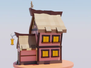 Casa de fantas&iacute;a estilizada lista para el juego Low-Poly Modelo 3D