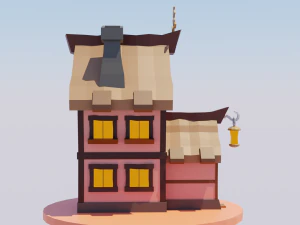 Casa de fantas&iacute;a estilizada lista para el juego Low-Poly Modelo 3D