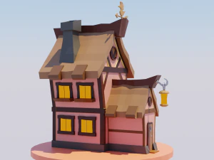 Casa de fantas&iacute;a estilizada lista para el juego Low-Poly Modelo 3D