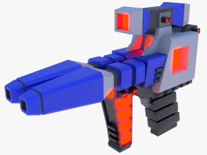 Modello di arma 3D a basso numero di poligoni pronto per il gioco di armi fantascientifiche 3D Modello 3D
