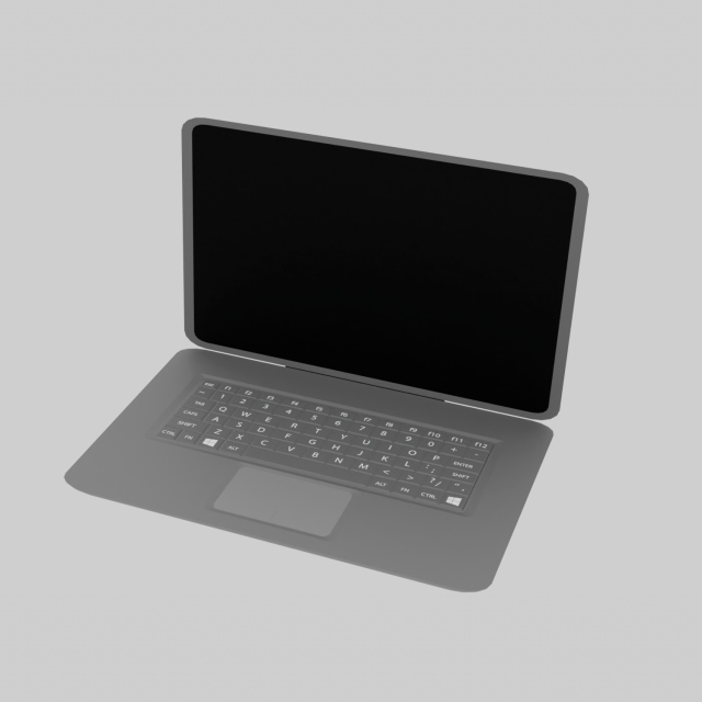 Laptop without connectors 3D Model .c4d .max .obj .3ds .fbx .stl .blend 