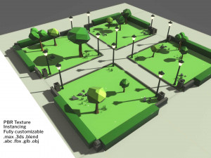 Cartoon 3d Stylized Park Game Ready with Modulation 3D Model