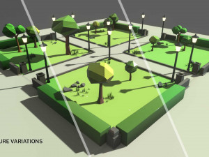 Cartoon 3d Stylized Park Game Ready with Modulation 3D 모델
