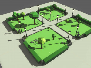 Cartoon 3d Stylized Park Game Ready with Modulation 3D 모델