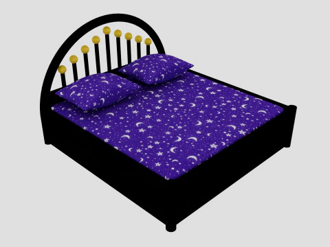 Luxury Bed with Pillows 3D Model