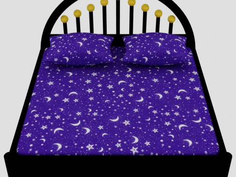 Luxury Bed with Pillows 3D Model