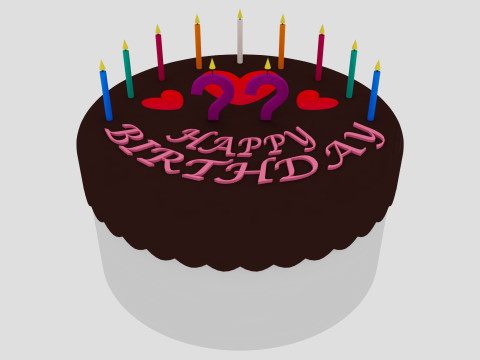 Beautiful Birthday Cake 3D Model