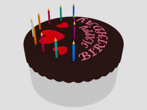 Beautiful Birthday Cake 3D Model