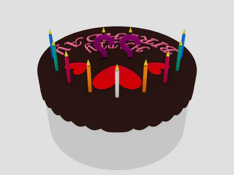 Beautiful Birthday Cake 3D Model