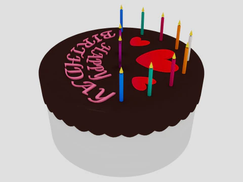 Beautiful Birthday Cake 3D Model
