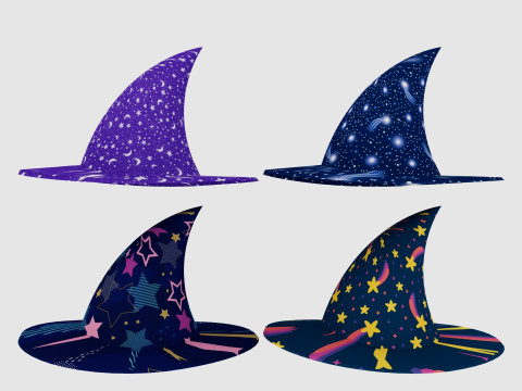 Merlin Wizard Hats 3D Model