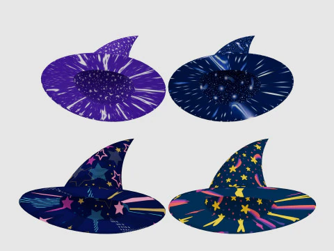 Merlin Wizard Hats 3D Model