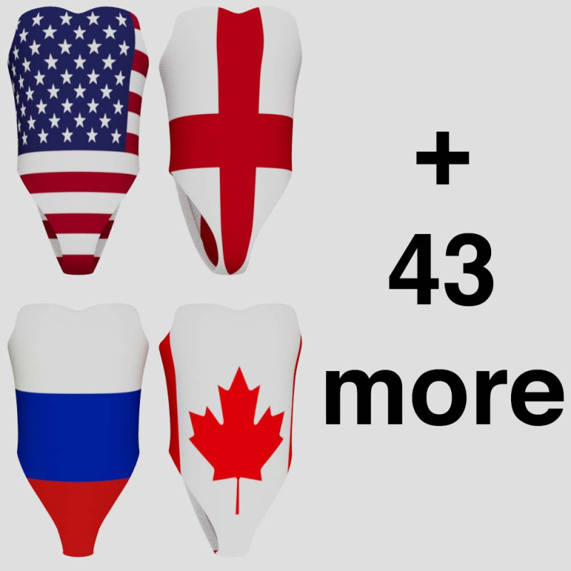 女式泳衣大套装带国家国旗设计 3D 模型 .c4d .max .obj .3ds .fbx .stl .blend 